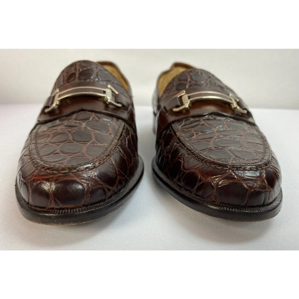 Johnston & Murphy Men’s Brown Crocodile Horsebit Loafers Size 8M